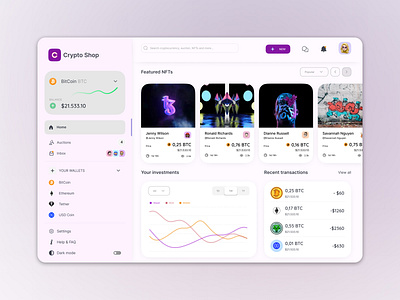 Crypto NFT Dashboard Web&App app crypto crypto ui design web graphic design ios mobile ui nft ui top ui ux web ui