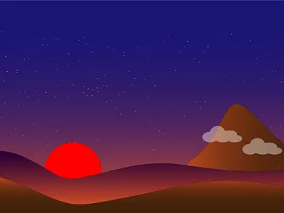Minimalist Twilight Vector Scene digitalart