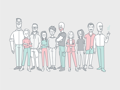 Crystallize Team Illustration adobe illustrator branding cartoon character characters cute e commerce employees group illustration team teamwork