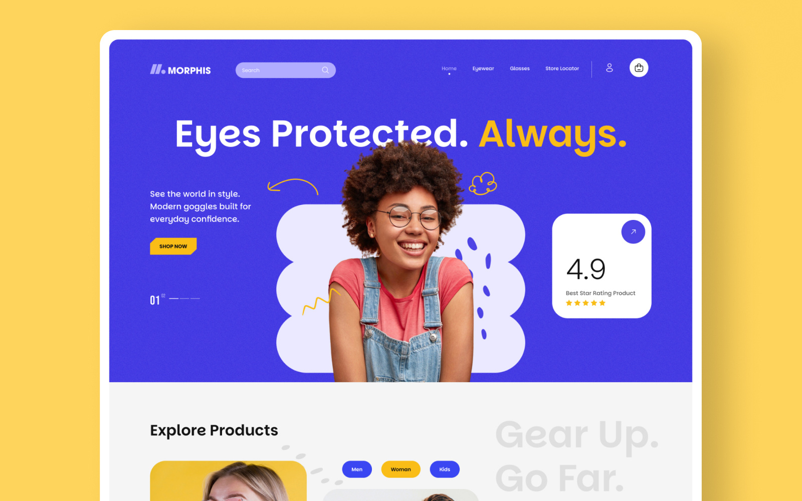 Goggles - Web Design animation branding designer figma figma design glasses website goggles website graphic design landing page logo ui ui design uiux ux design web design web layout website