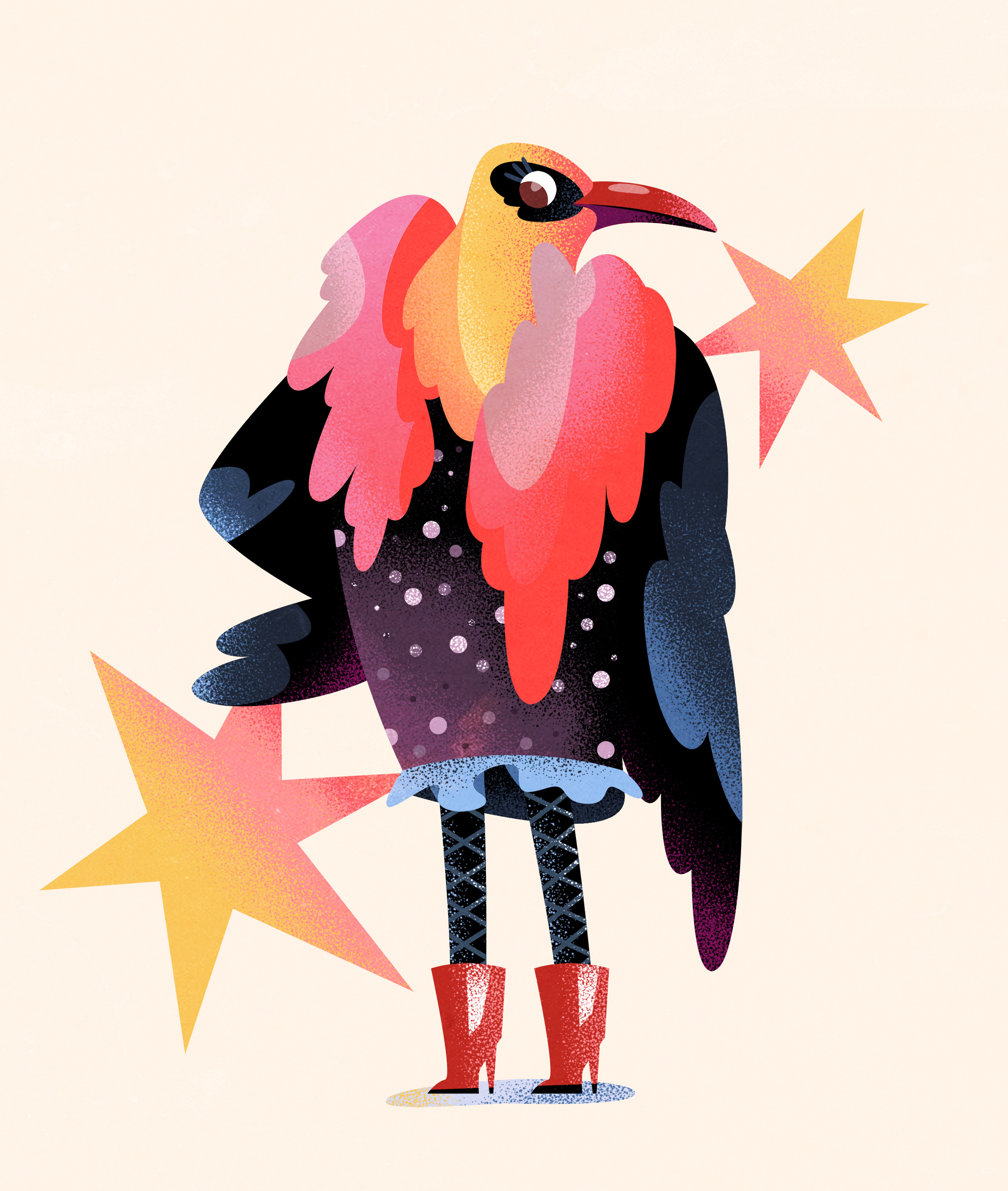hangbird animal bird cartoon character city disco fashion illustration nature portrait retro star style texture vector vintage
