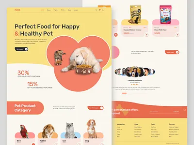 Pet Food E-commerce Website Design birds branding cat design dog ecommerce illustration landingpage logo motion graphics pet pet care pet food pet logo pet products rabbit template ui uiux website