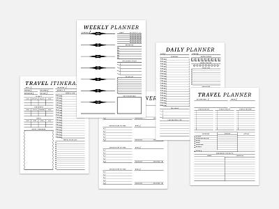 Daily, Weekly, Monthly and Travel Planner Bundle Pack-02 daily planner monthly planner travel itinerary travel planner weekly planner