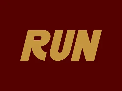 RUN branding design digital font gold graphic design icon indonesia letter logo marathon maroon run running shoe typography vector