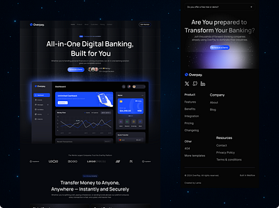 Dark Mode SaaS Website banking app clean design dark mode dashboard digital banking fintech minimal ui modern ui money transfer product design responsive design saas design saas landing page ui ui design ui inspiration ux ux design web app web ui
