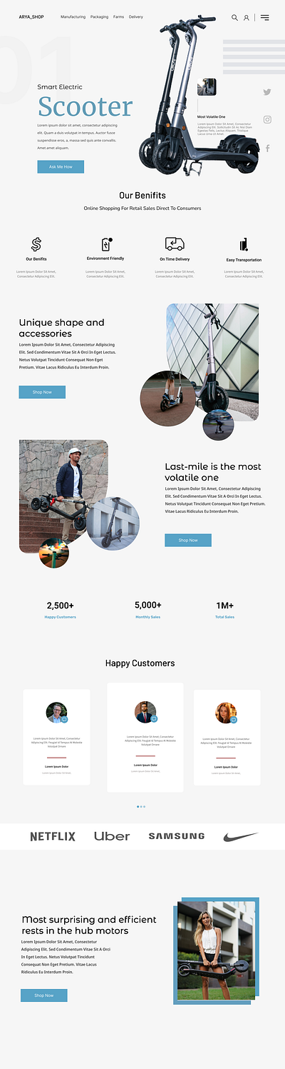 ARYA_SHOP Smart Electric Scooter ui ux webdesign