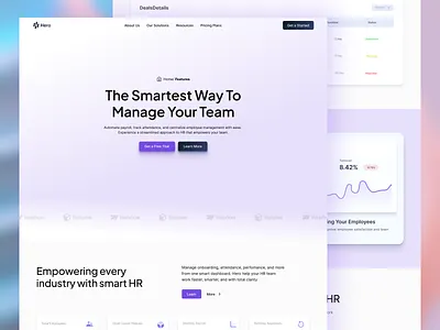 Hero - SaaS HR Management gradient landing page minimalist saas ui design web design