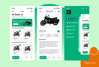 Bike Rental App UI – Modern Two-Wheeler Booking Experience design ui ux