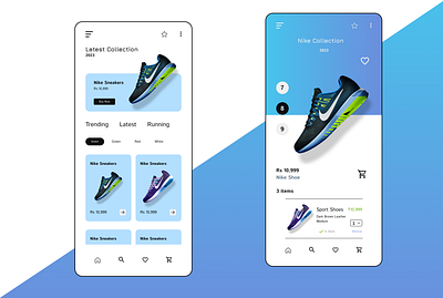 Sneaker Product App UI – Clean & Functional E-Commerce Layout design ui ux