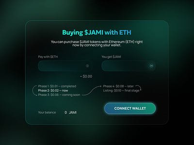 Token Swap Widget cleandesign crypto cryptodesign cryptoexchange cryptowallet defi tokenomics tokenswap tokenswapwidget uidesign walletconnect web3 web3design