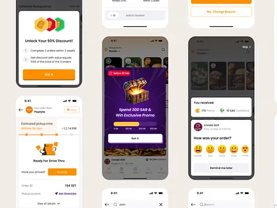 Gamified Food Ordering Experience app app design app ui bottom sheet colors food app gamification graphic design layout mobile app popup progress search bar ui ui design ui ux ui ux design user interface ux visuals