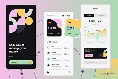 Personal Finance Mobile App – Stylish UI for Money Management design ui ux