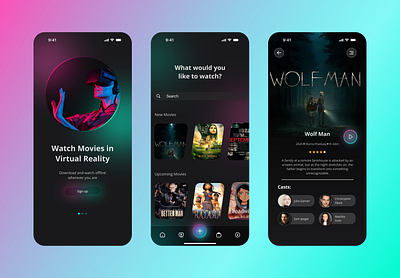 Virtual Reality Movie App UI – Cinema Experience Design design ui ux