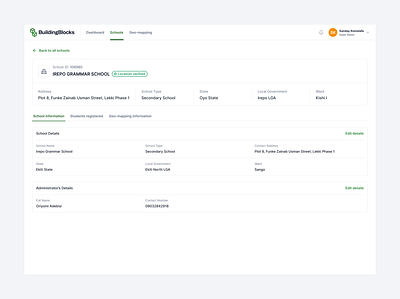 School Information app design interface ui ui design uiux ux design web app web application