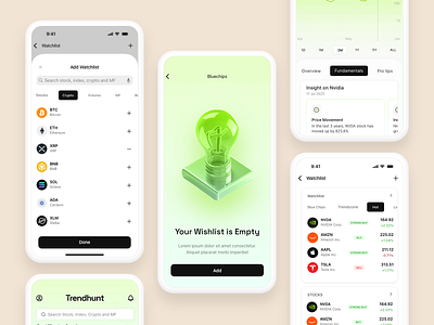 Watchlist - Trendhunt 3d design illustration mobile ui ux