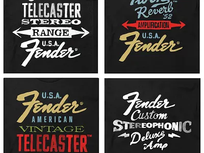 Fender U.S.A. Merchandise branding design fender fender usa graphic design hand done hand painted illustration logo menswear print rock and roll tshirt graphic