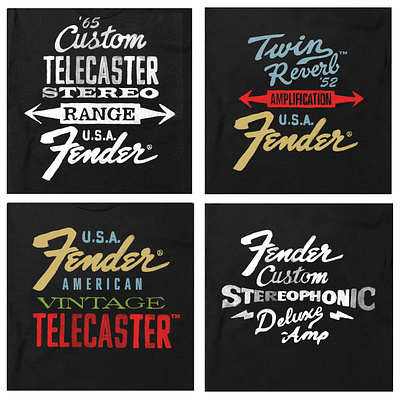 Fender U.S.A. Merchandise branding design fender fender usa graphic design hand done hand painted illustration logo menswear print rock and roll tshirt graphic