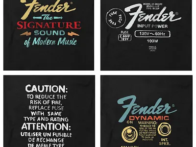 Fender U.S.A. Merchandise branding design fender usa graphic design hand done hand painted illustration logo print rock and roll t shirt graphic