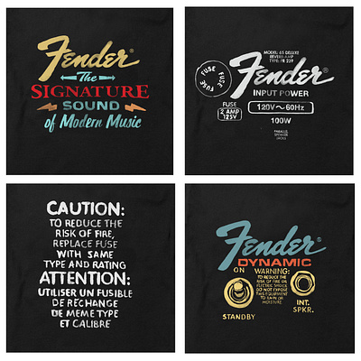 Fender U.S.A. Merchandise branding design fender usa graphic design hand done hand painted illustration logo print rock and roll t shirt graphic
