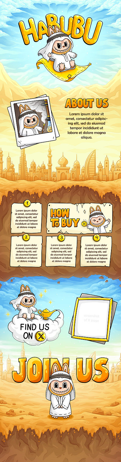 HABUBU Memecoin Website Design. Crypto Landing Page. Web3 UI/UX character design crypto crypto art crypto website illustration labubu landing page mascot meme meme coin memecoin memecoin website pepe token design ui design web3 web3 design web3 uiux website website design