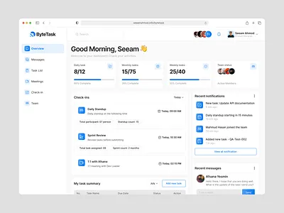 ByteTask - SaaS Dashboard app dashboard dashboard design design figma figma design hr dashboard landing page mobile app modern modern dashboard saas section task management ui ui design uiux ux design webdesign website