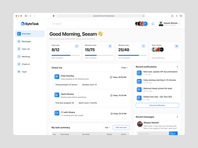 ByteTask - SaaS Dashboard app dashboard dashboard design design figma figma design hr dashboard landing page mobile app modern modern dashboard saas section task management ui ui design uiux ux design webdesign website