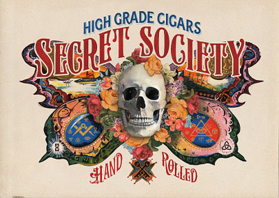 Secret Society Cigar Label branding cigars design graphic design hand done hand painted illustration logo print