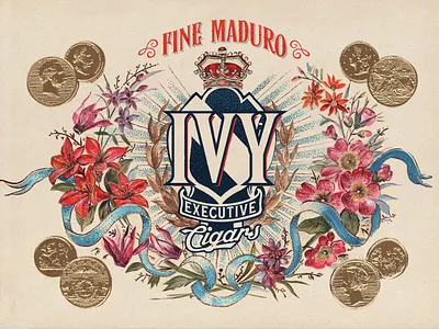Ivy Cigars branding cigar label design graphic design hand done hand painted illustration logo print