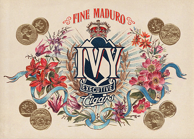 Ivy Cigars branding cigar label design graphic design hand done hand painted illustration logo print