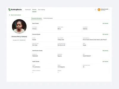 Student Profile app app design database design interface profile student ui ui design uiux ux design web app web application