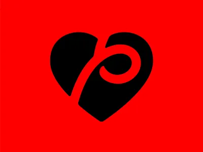 Loop P design flat heart heart logo letter letter p lettering logo loop minimal p vector
