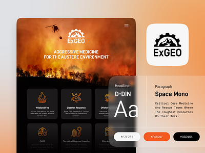 Branding for the Premier Emergency Services Company - ExGEO brand identity branding branding guidelines design design system fire graphic design logo medicine modern offshore orange paramedic ui ui ux user experience user interface visual identity wildland fire