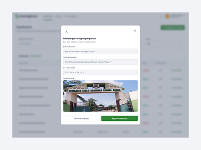 Geo-mapping Request - Centre Modal app design interface modal ui ui design uiux ux design web app web application