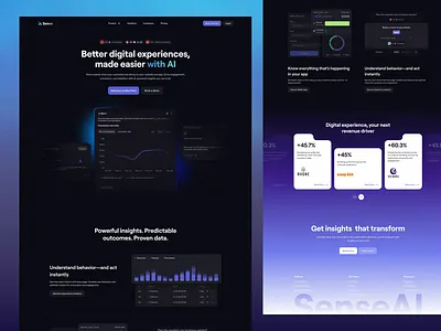 Sense AI Landing Page ai ai design ai landing page ai service ai template ai web design ai website clean design landing page design landing page redesign redesign responsive design saas saas design saas landing page software landing page template design ui design visual design website design