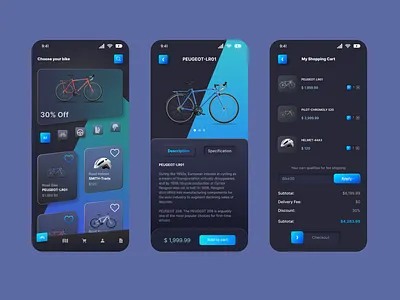 Bicycle & Accessories eCommerce App Design bicycleapp bikestoreapp ecommerceapp figmadesign gearshoppingui mobileappdesign shoppingui ui uiuxdesign web design