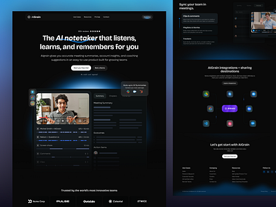 AIGrain Landing Page ai application ai listener ai summary landing page ai template ai web design ai website aigrain clean ui dark template dark theme landing page ui saas landing page software landing page template design ui design visual design web design website design