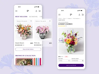 Petals & Co / Floral Company Exploration app bouquet branding design ecommerce floral flower graphic design illustration logo mobile typography ui ux vector