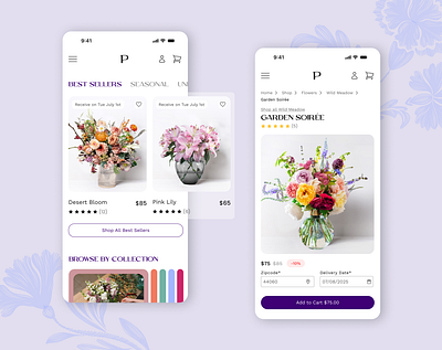 Petals & Co / Floral Company Exploration app bouquet branding design ecommerce floral flower graphic design illustration logo mobile typography ui ux vector
