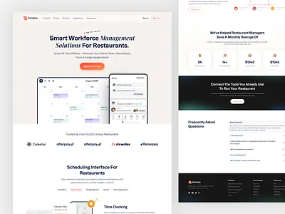 Scheduly - SaaS Landing Page ai landing page animation clean ui landing page design management software resturant landing page resturant management saas saas design saas landing page saas ui schedule software software landing page team management template design visual design web design website design