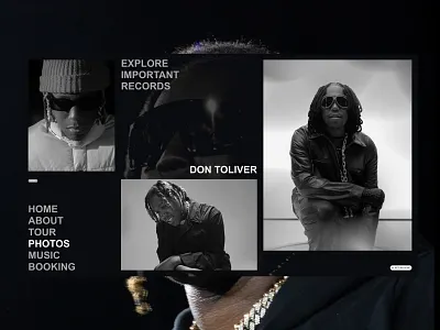 Don Toliver – Dark Mode Artist Gallery UI artistwebsite creativedirection darkmodedesign designformusic dontoliver dribbbleshowcase figmatoweb framerwebsite hiphopdesign interactivedesign modernwebdesign musicbranding musicportfolio musicwebdesign photogallerydesign photolayout uiformusicians uxforartists visualidentity webdesigninspiration