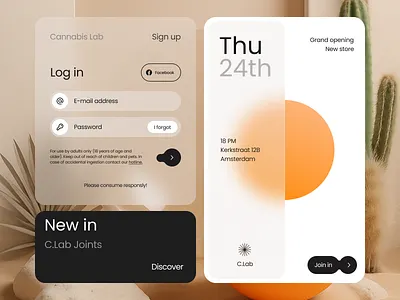 Cannabis Lab – Soft Branding Interface bentogrid blur loginui minimalui ui uidesign webdesign