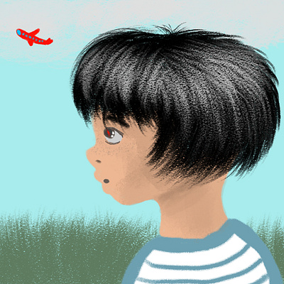 Red Airplane digital art digital drawing illustration