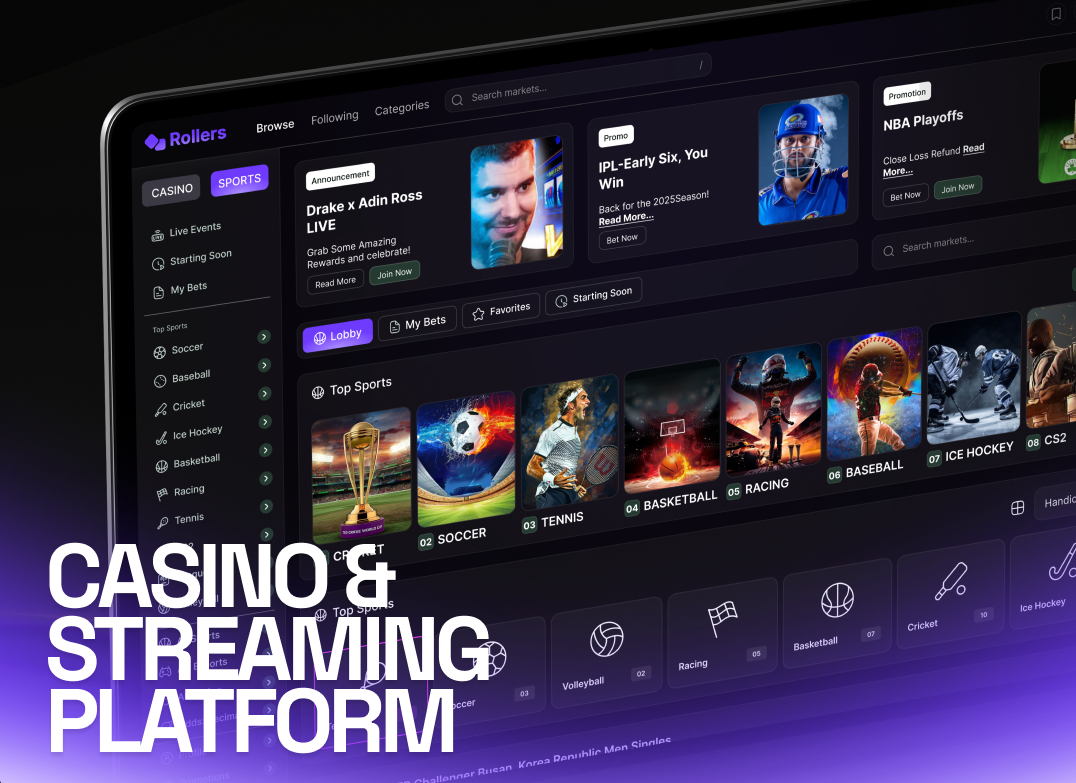 Casino & Streaming Platform Design betting betting plaform betting website casino casino platform online casino online games product design streaming platform