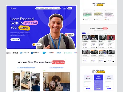 OLcus - Online Course agency branding campus career company course design digital elearning elementor framer landing online page school ui webflow website wordpress
