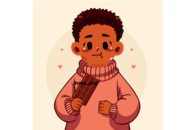 Cartoon Boy Holding a Chocolate Bar background bar beans cacao candies cartoon celebration chocolate cocoa cupcakes delicious desserts eat event food milk milkshakes sugar sweets tasty