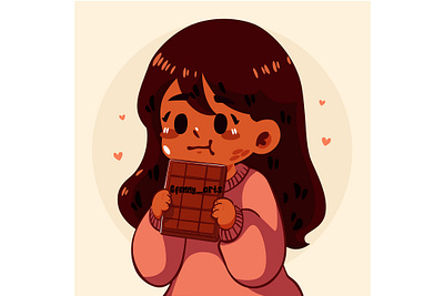 Cartoon Girl Holding a Chocolate Bar background bar beans cacao candies cartoon celebration chocolate cocoa cupcakes delicious dessert eat event food milk milkshakes sugar sweets tasty