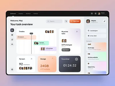 Tasky - Task management platform animation colorful dashboard gradient management product saas task ui ux web design