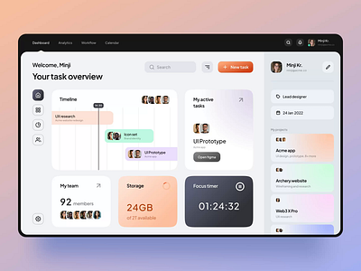 Tasky - Task management platform animation colorful dashboard gradient management product saas task ui ux web design