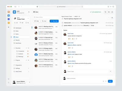 Swift - Email Messages ai animation clean crm crm dashboard dashboard data table email message graphic design integration modern motion graphics report saas technology ui ux uxerflow web design website