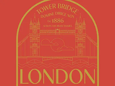 Tower Bridge badge design england illustration line art logo london patch retro tower bridge uk vintage